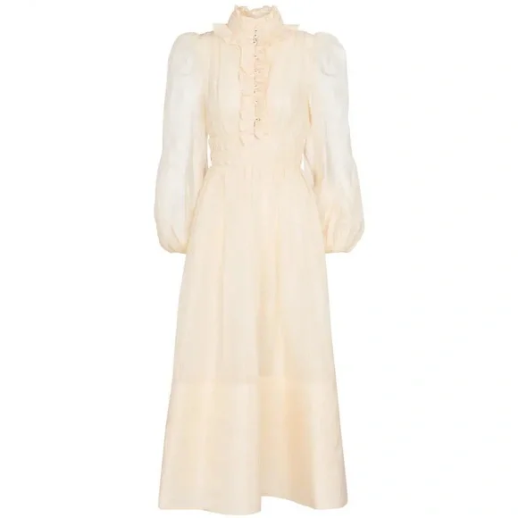 Zimmermann Wild Botanical Ruffled Linen and Silk Dress - Picture 9 of 15